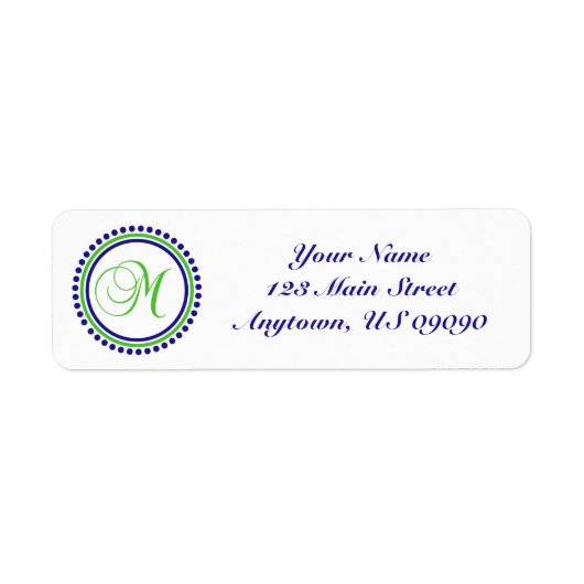 M Étiquette de adresse Mongramme circulaire (Vert (Devant)