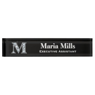 M Faux Diamond Desk Plaque signalétique