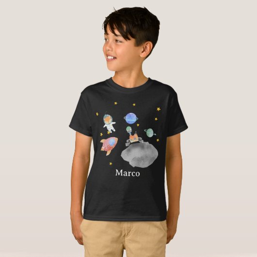 M. Fox Astronaut dans la Galaxy Boy T-Shirt Custom (Devant entier)