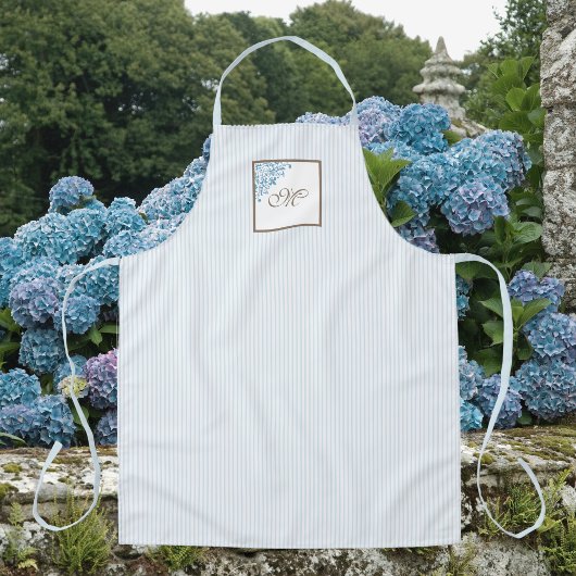 M Frans Blue Stripe Fleur de Lis Script Monogram Schort
