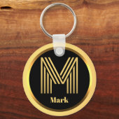 M Gold Monogrammed Letter Personalized Sleutelhang Sleutelhanger (Voorkant)