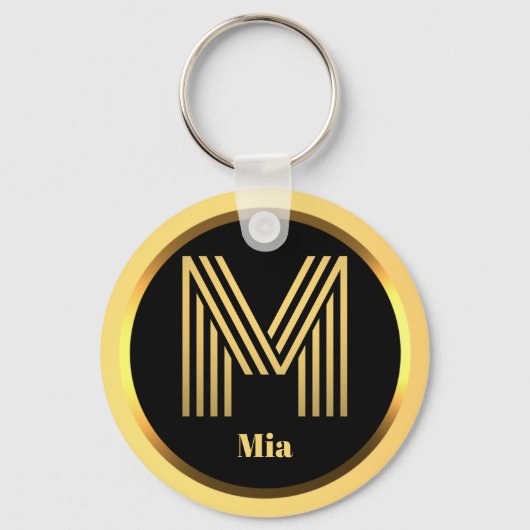 M Gold Monogrammed Letter Personalized Sleutelhang Sleutelhanger (Voorkant)