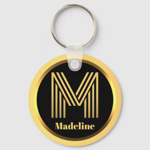 M Gold Monogrammed Letter Personalized Sleutelhang Sleutelhanger
