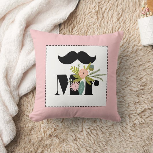 M. groom Peachy Mustache Coussin de la flore et de (Couverture)