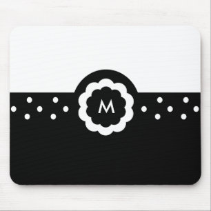 M:: Het monogram M stippelde Zwarte & Witte Muismat