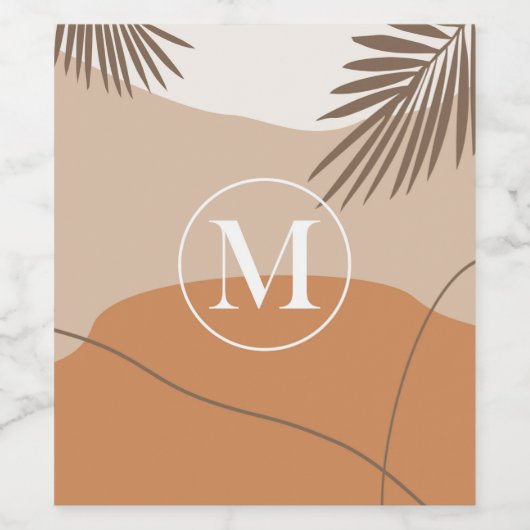 M - Initiaal Monogram Letter M Abstract Design Wijn Etiket (Enkel label)