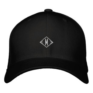 M Initiaal of Logo Monogram Flexfit Wolhoed Zwart Geborduurde Pet