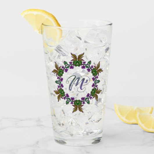 M Initiaal Unieke en Bizarre Boho Flowers Glas (Voorkant ijs)