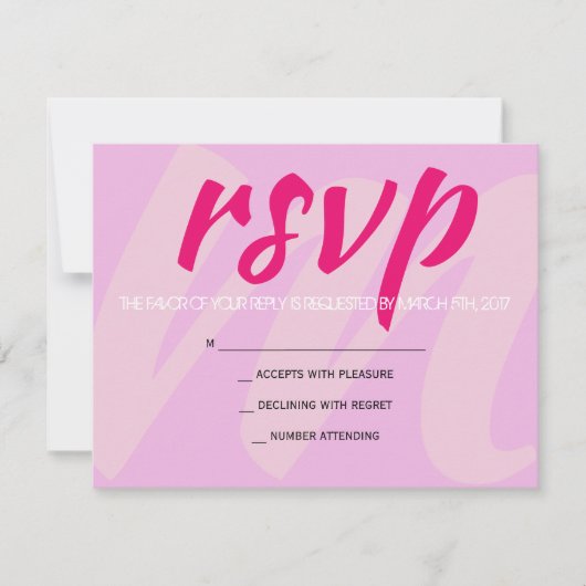 M INITIALS Barre Bat mitzvah Carte de réponse (Devant)