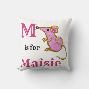 M is voor Maisie baby meisje Kussen
