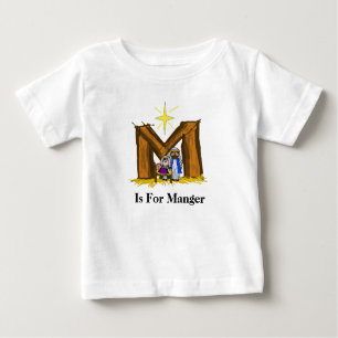M is voor Manger Christelijk Baby Christmas T-shir