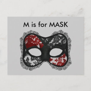 "M" is voor Mask Alphabet Flashcard Briefkaart