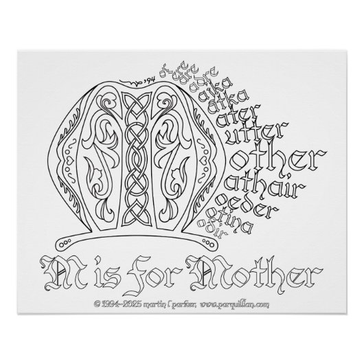 "M is voor moeder" Kleur-in Poster Perfect Poster (Voorkant)