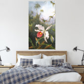 M. J. HEADE Twee kolibrie's boven een witte orchi Canvas Afdruk (Insitu (Slaapkamer))