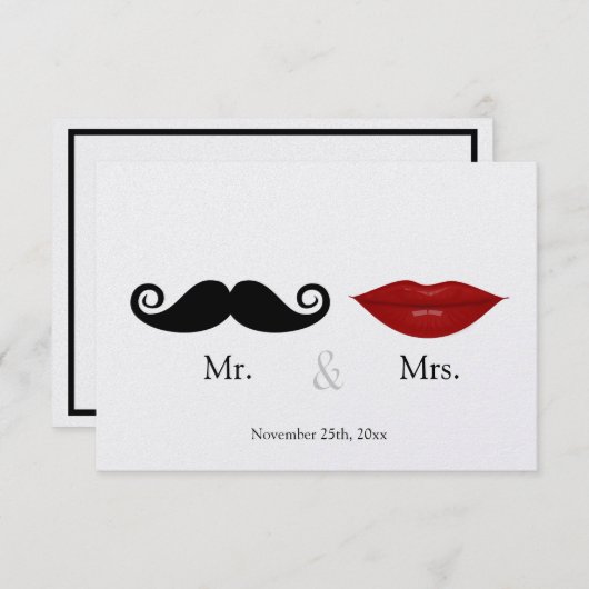 M. & la Mme (Lèvres et la Stache) Mariage RSVP (Devant / Derrière)