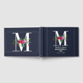 M Letter Initiaal Monogram Bloemen Naam Bruiloft Gastenboek (Volledig)