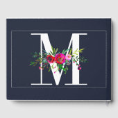 M Letter Initiaal Monogram Bloemen Naam Bruiloft Gastenboek (Achterkant)