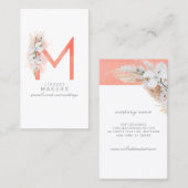 M Letter Monogram White Orchids and Pampas Grass Visitekaartje (Voorkant / Achterkant)