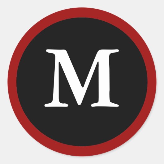 M : Lettre M initiale M Stickers rouge, blanc et n (Devant)