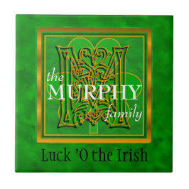 M "Luck of the Irish" Family Custom Monogram Tile Tegeltje