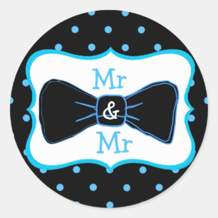 M. & M. Black Blue Bowtie Stickers de mariage