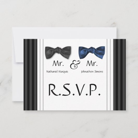 M. & M. Bow Cravates et carte RSVP rayée (Devant)