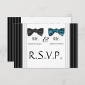 M. & M. Bow Cravates et carte RSVP rayée (Devant / Derrière)