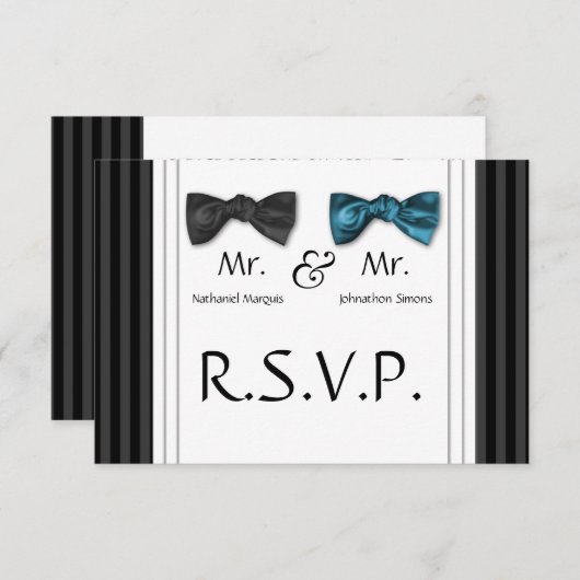 M. & M. Bow Cravates et carte RSVP rayée (Devant / Derrière)
