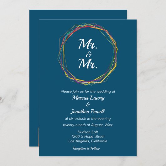 M. & M. Gay Faire-part de mariage Rainbow Purple (Devant / Derrière)