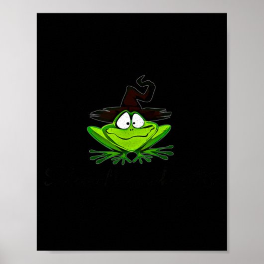 M Machusetts Whimsy Frog Witches Hat Halloween Wit Poster (Voorkant)