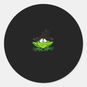 M Machusetts Whimsy Kikker Heksenhoed Halloween Sp Ronde Sticker
