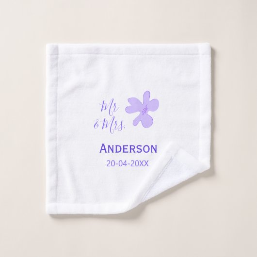 M & Mme ajout nom de famille date année cadeau de (Gant de toilette)