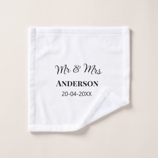 M & Mme ajout nom de famille date année cadeau de  (Gant de toilette)