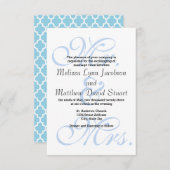 M. & Mme Blue - Faire-part de mariage 3x5 (Devant / Derrière)