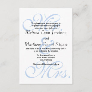 M. & Mme Blue - Faire-part de mariage 3x5