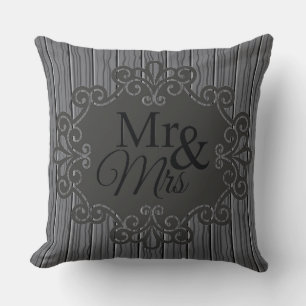M&Mme Charcoal Imprimer Coussin décoratif