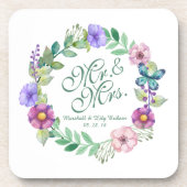 M. & Mme Elegant Floral Mariage| Dessous de verre (Devant)