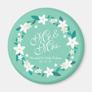 M. & Mme Elegant Floral Mariage   Magnet