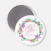 M. & Mme Elegant Floral Mariage | Magnet (Recto/Verso)