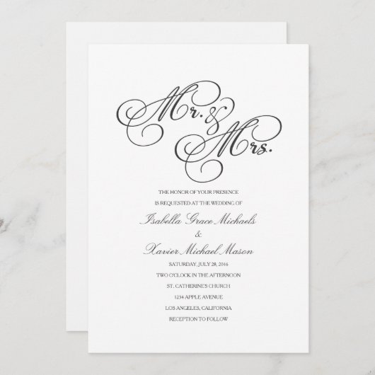 M. & Mme | FAIRE-PART DE MARIAGE (Devant / Derrière)