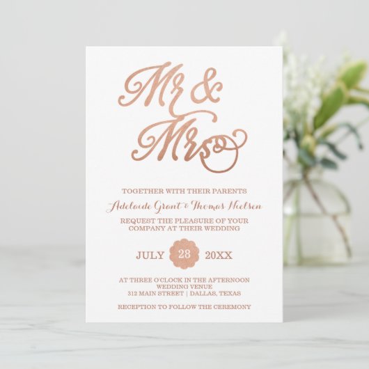 M. & Mme Faux Copper Faire-part de mariage (Debout devant)