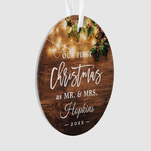 M. Mme First Christmas Rustic String Lights Photo (devant)