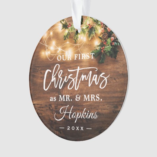 M. Mme First Christmas Rustic String Lights Photo (devant)