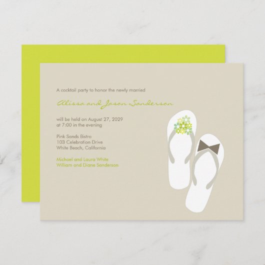 M. & Mme Flip Flops Carte de réception de mariage (Devant / Derrière)
