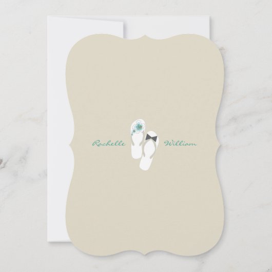 M. & Mme Flip Flops Faire-part de mariage sur la p (Dos)