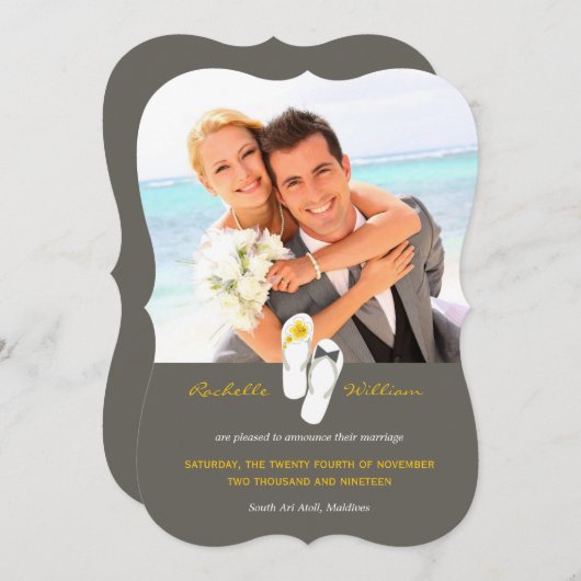 M. & Mme Flip Flops Faire-part de mariage sur la p (Devant / Derrière)