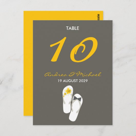 M. & Mme Flip Flops Mariage Carte de numéro de tab (Devant / Derrière)