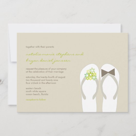 M. & Mme Green Flip Flops Invitation de mariage de (Devant)