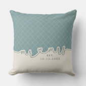 M. Mme Heart Script Coussin Mariage vert Seafoam (Recto)