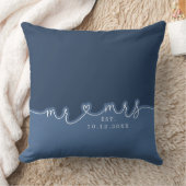 M. Mme Heart Script Dusty Blue Mariage Coussin (Couverture)
